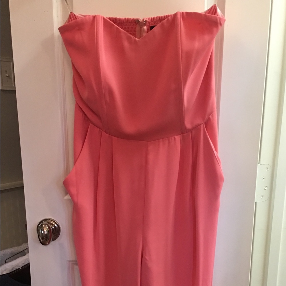 Coral jumpsuit with pockets